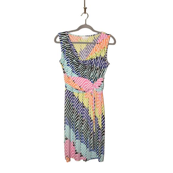 LONDON TIMES‎ $98 Jersey Stretch Cowl Neck Sundress Multi-Color Size 6 - Picture 1 of 4
